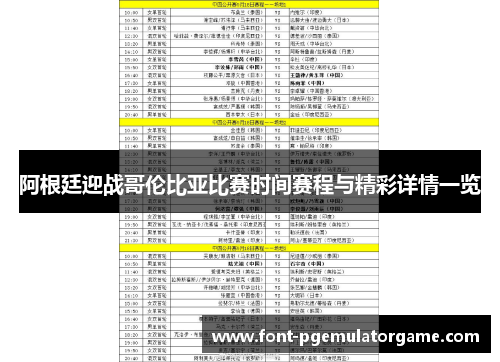阿根廷迎战哥伦比亚比赛时间赛程与精彩详情一览