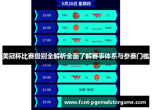 美冠杯比赛级别全解析全面了解赛事体系与参赛门槛